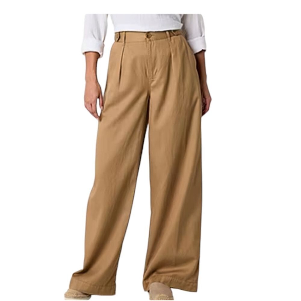 a.n.a. Women's Loose Fit Wide Leg Tall Tan Trousers 4 Tall